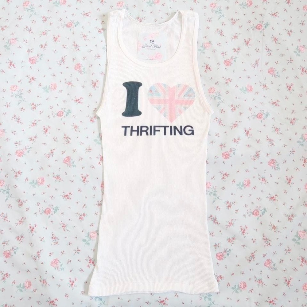 y2k i heart thrifting graphic cami indie sleaze mcbling